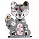 Manipulačná doska / activity board sivo-ružová líška Foxy Family 84 cm x 52 cm so stojanom